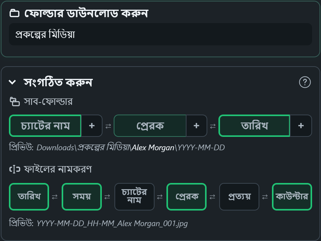 WhatsSnap ফোল্ডার এবং ফাইলের নাম পূর্বরূপ সহ ড্র্যাগ-এন্ড-ড্রপ সংগঠন নিয়ন্ত্রণ