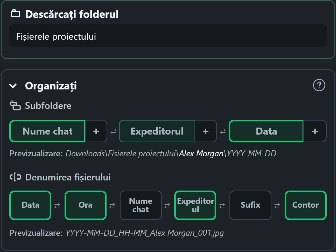 WhatsSnap comenzi de organizare prin glisare și plasare cu previzualizări ale folderelor și numelor fișierelor