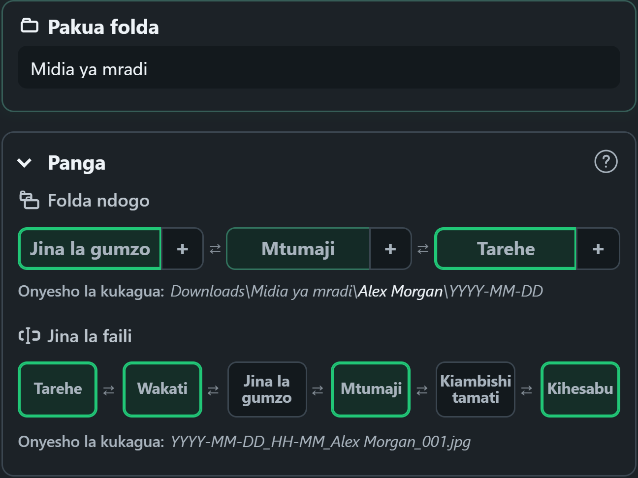 WhatsSnap vidhibiti vya kuburuta na kudondosha vilivyo na folda na muhtasari wa jina la faili