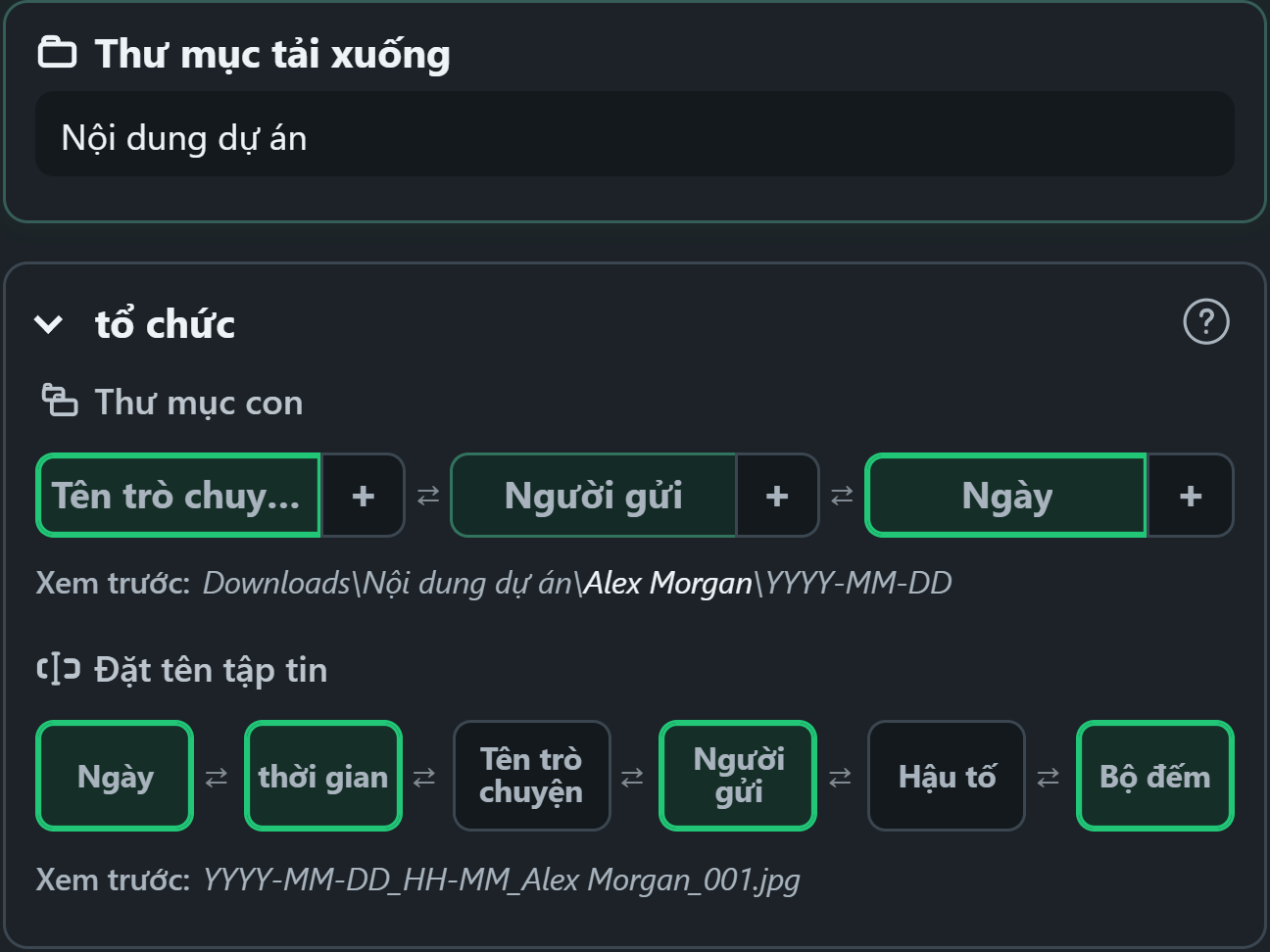 WhatsSnap điều khiển tổ chức kéo và thả với bản xem trước thư mục và tên tệp